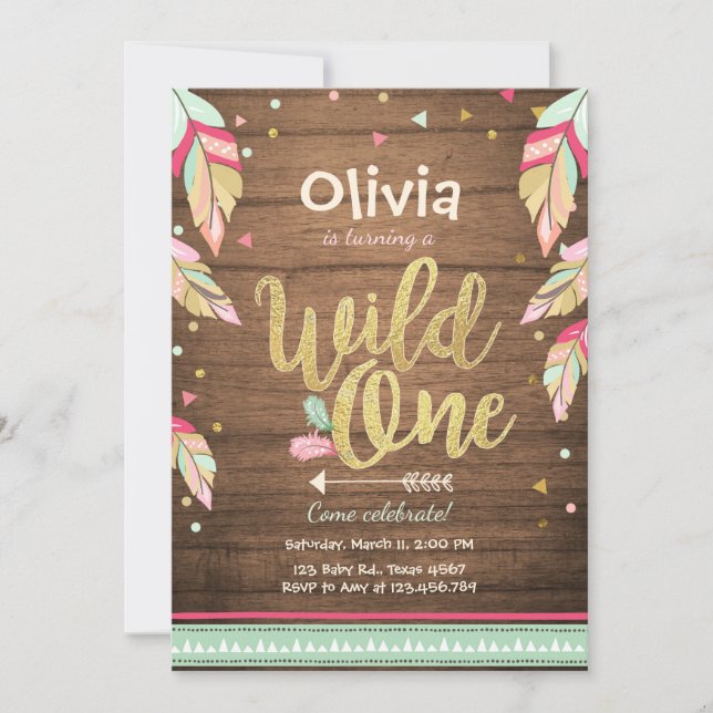 Vild En födelsedagsinbjudan Första födelsedag Inbjudningar (Framsida)