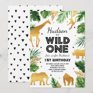 Vild En födelsedagsinbjudan Safari Animals Party Inbjudningar