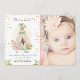 Vild En födelsedagsinbjudan Teepee Boho Girl Inbjudningar