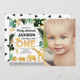 Vild En födelsedagsinbjudning Jungle Animals Party Inbjudningar