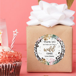 Vild En födelsedagsleopard Skriv ut Vilden Jungle  Runt Klistermärke