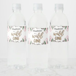 Vild En födelsedagsleopard Skriv ut Vilden Jungle  Vattenflaskor Etikett