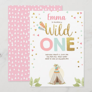 Vild En födelsedagstjuvel Boho Tribal Rosa Girl Inbjudningar