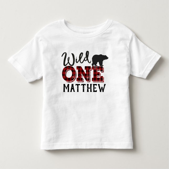 Vild en för T-tröja för Lumberjackflanellbjörn T Shirt (Framsida)