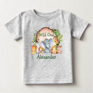 Vild En första födelsedag Safari Animals Greenery  T Shirt