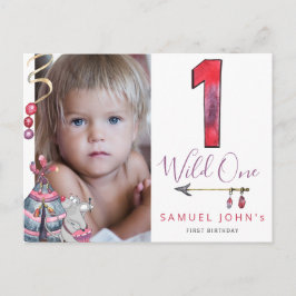 Vild En första födelsedag-stammen PHOTO-pojken par Vykort