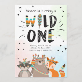 Vild En första födelsedagsinbjudan Woodland Inbjudningar