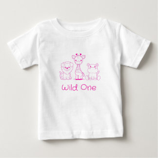 "Vild en" Giraff, Lejon, Flodhäst Rosa kontur T Shirt