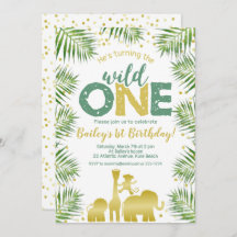 Vild En Grönt Guld Safari-djur 1:a födelsedag