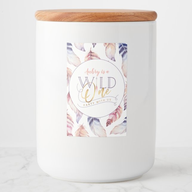 vild en guld 1:a födelsedag födelsedagsfest mat etikett (Framsida)