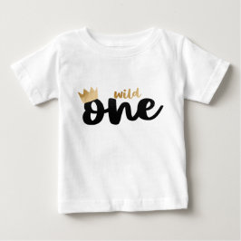Vild en guldblomma Krona Boy Första födelsedag T Shirt