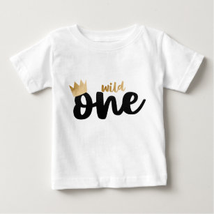 Vild en guldblomma Krona pojke första födelsedagen T Shirt