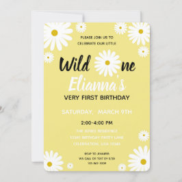Vild EN Gult Daisy Flower Girl Birthday Inbjudningar