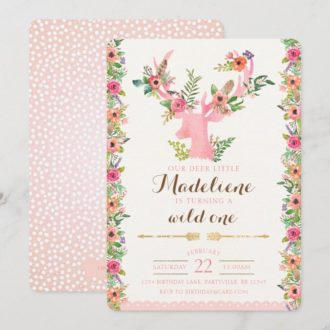 Vild en inbjudan för Boho horn på (Fram/baksida)