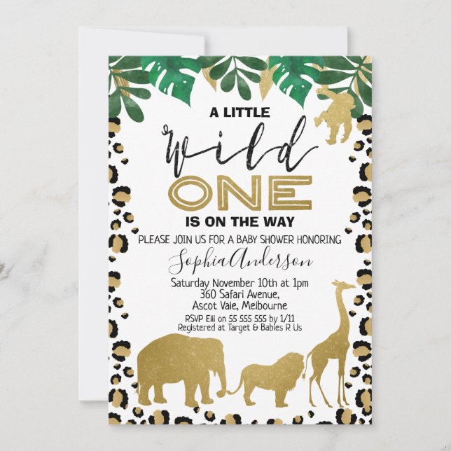 Vild en inbjudan till Leopard Skin Baby Shower (Framsida)