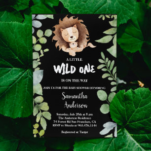 Vild en Jungle Lejon Safari Photo Baby Shower Inbjudningar