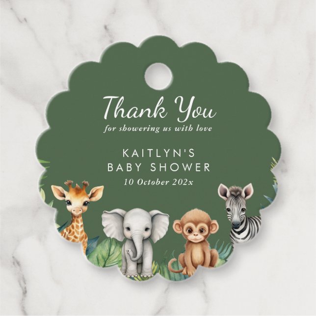 Vild en jungle Safari Baby Shower Gåvor Etiketter (Framsida)