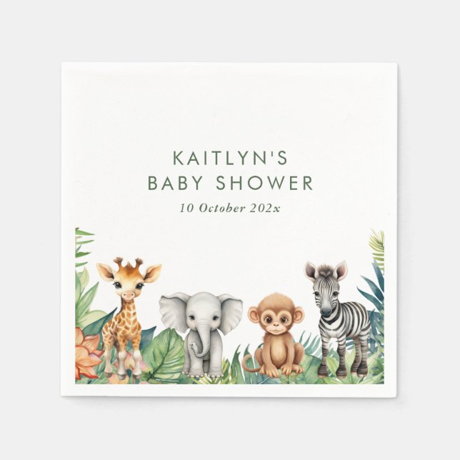 Vild en jungle Safari Baby Shower Pappersservett (Framsidan)