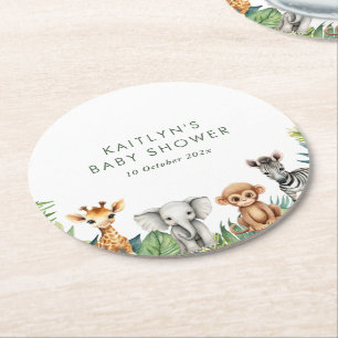 Vild en jungle Safari Baby Shower Underlägg Papper Rund