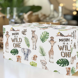 Vild En Jungle Safari Pojke första födelsedag Presentpapper