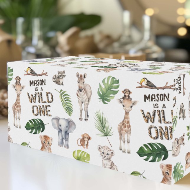 Vild En Jungle Safari Pojke första födelsedag Presentpapper (WIld one wrapping paper for boy 1st birthday.)