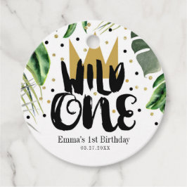 Vild en kungen av saker krona 1-års födelsedagsfes gåvor etiketter