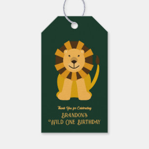 Vild En Lejon Födelsedagsfest Jungle Safari-förmån Presentetikett