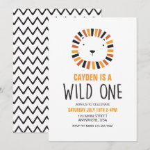 Vild En Lejon inbjudan till första födelsedag