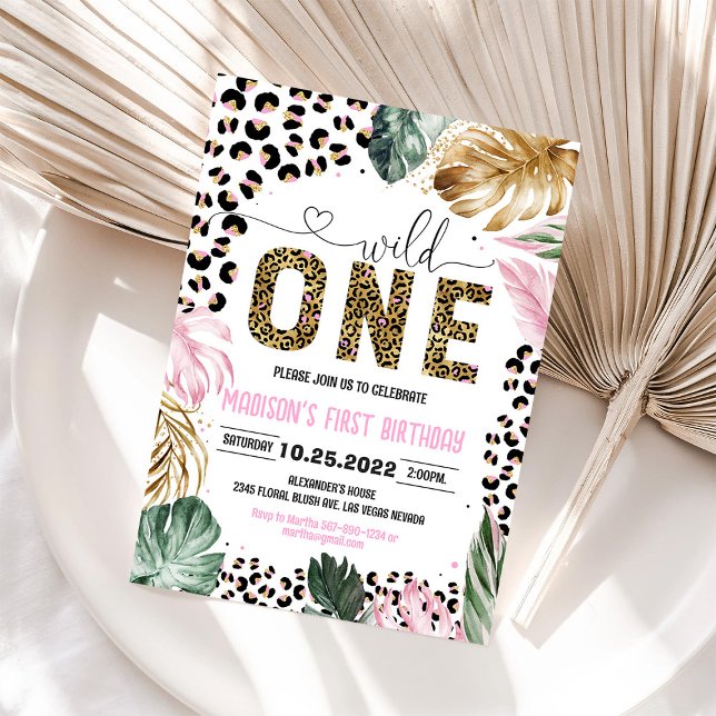 Vild en leopardtryck jungelfödelsedagsinbjudan inbjudningar (Skapare uppladdad)