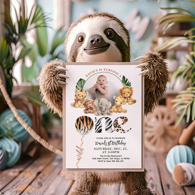 Vild En modern könsneutral första födelsedag Inbjudningar (Skapare uppladdad)