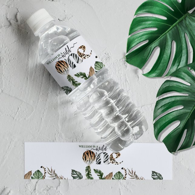 Vild En modern könsneutral första födelsedag Vattenflaskor Etikett (Skapare uppladdad)