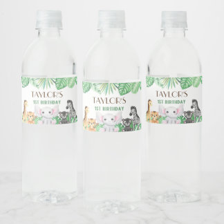 Vild En Neutralt Firande-Safari Äventyr! Vattenflaskor Etikett