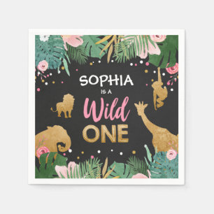 Vild En Papprare Napkins Vild Jungle Animals Girl Pappersservett