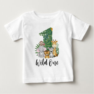 Vild En pojke 1:a födelsedagen Jungle Safari Cute T Shirt