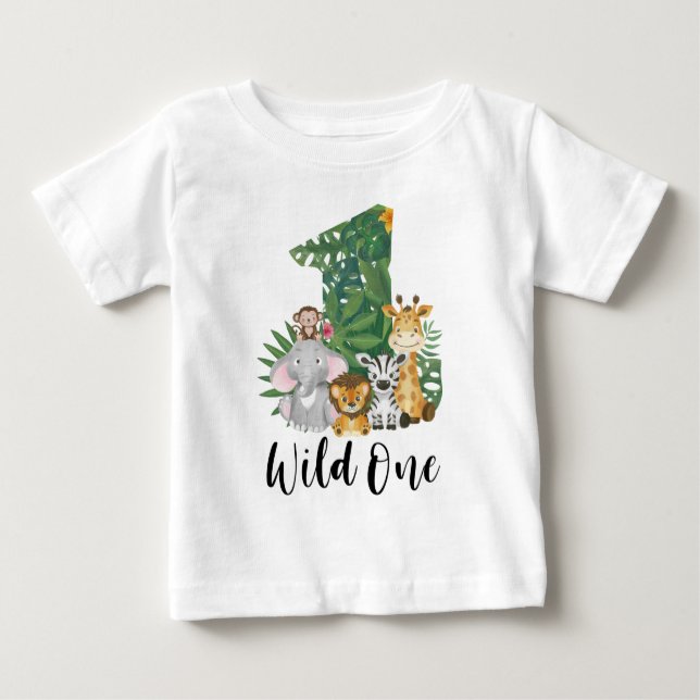 Vild En pojke 1:a födelsedagen Jungle Safari Cute T Shirt (Framsida)