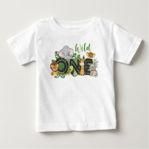 Vild En pojke 1:a födelsedagen Jungle Safari Cute T Shirt