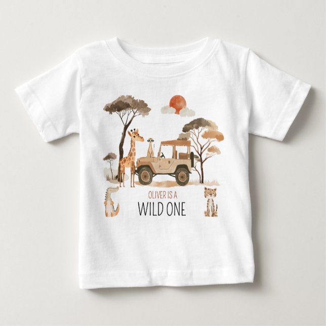 Vild En pojke 1:a födelsedagen Safari T Shirt (Framsida)