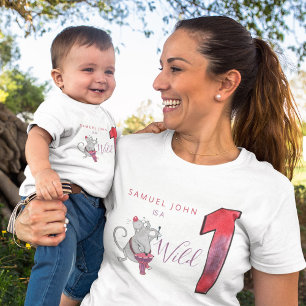 Vild en pojke första födelsedag rolig karaktär fes t shirt