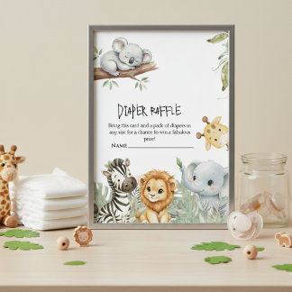 Vild en pojke Safari Dschungel Djur Baby Shower Tilläggskort