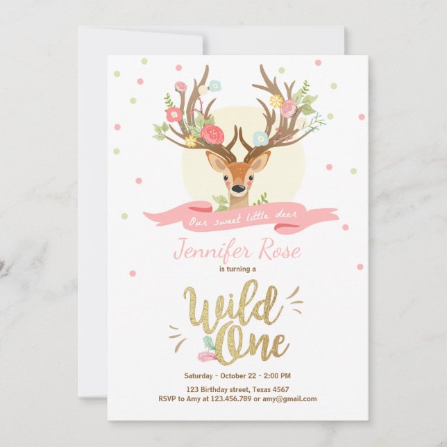 Vild en rosa för guld för skogsmark för inbjudningar (Framsida)