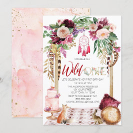 Vild En Rosa Guld Boho Dream Catcher födelsedagen Inbjudningar