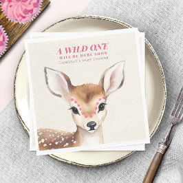 Vild En Rosa Spoted Fawn Hjort Baby Shower Pappersservett