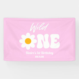Vild En Rosa Vit Daisy Retro första födelsedag
