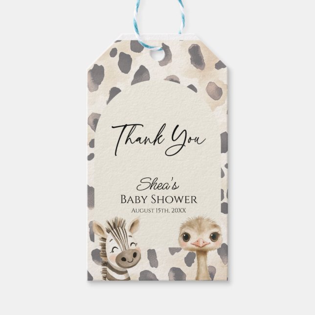 Vild en Safari Baby Shower  Presentetikett (Framsidan)