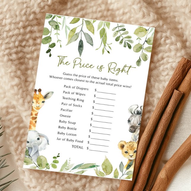 Vild En Safari Baby Shower Pris är Höger Game (Wild One Safari Baby Shower Game)