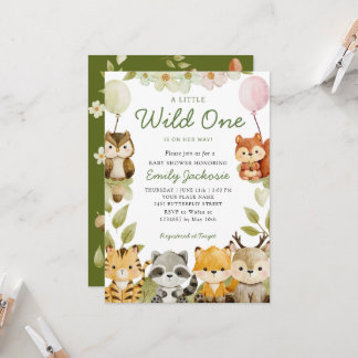 Vild en Safari djungeldjur Pojke Baby Shower Inbjudningar