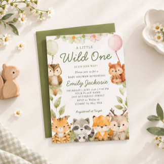 Vild en Safari djungeldjur Pojke Baby Shower Inbjudningar