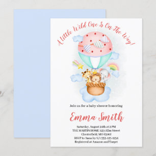 Vild en safari-djungelns djur leverans baby shower inbjudningar