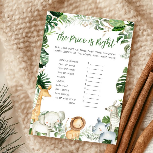 Vild En Safari Dusch Priset Är Rätt Spel (Greenery Jungle Baby Shower  The Price Is Right Game)