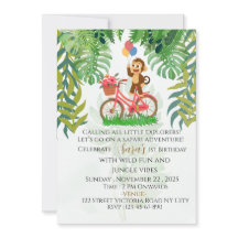 Vild en Safari Födelsedagsfest Inbjudan